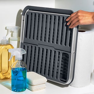 6093187 15 x 16 x 2 in. Good Grips Aluminum & Plastic Dish Rack - Black & Gray